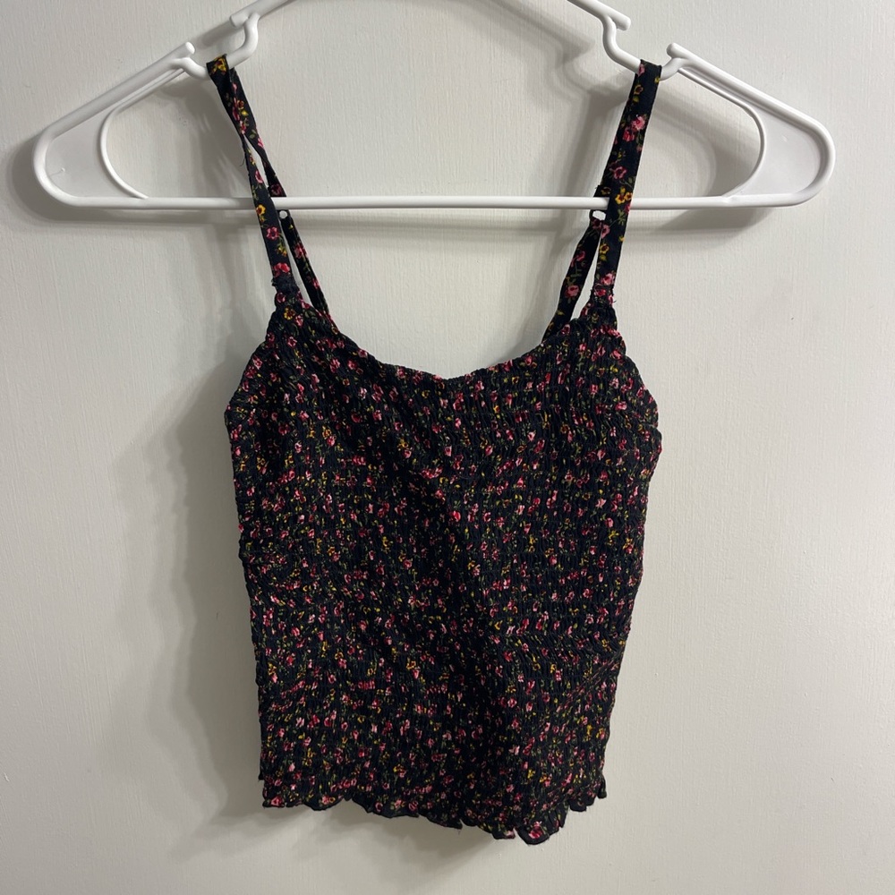 Hollister Floral Black Top